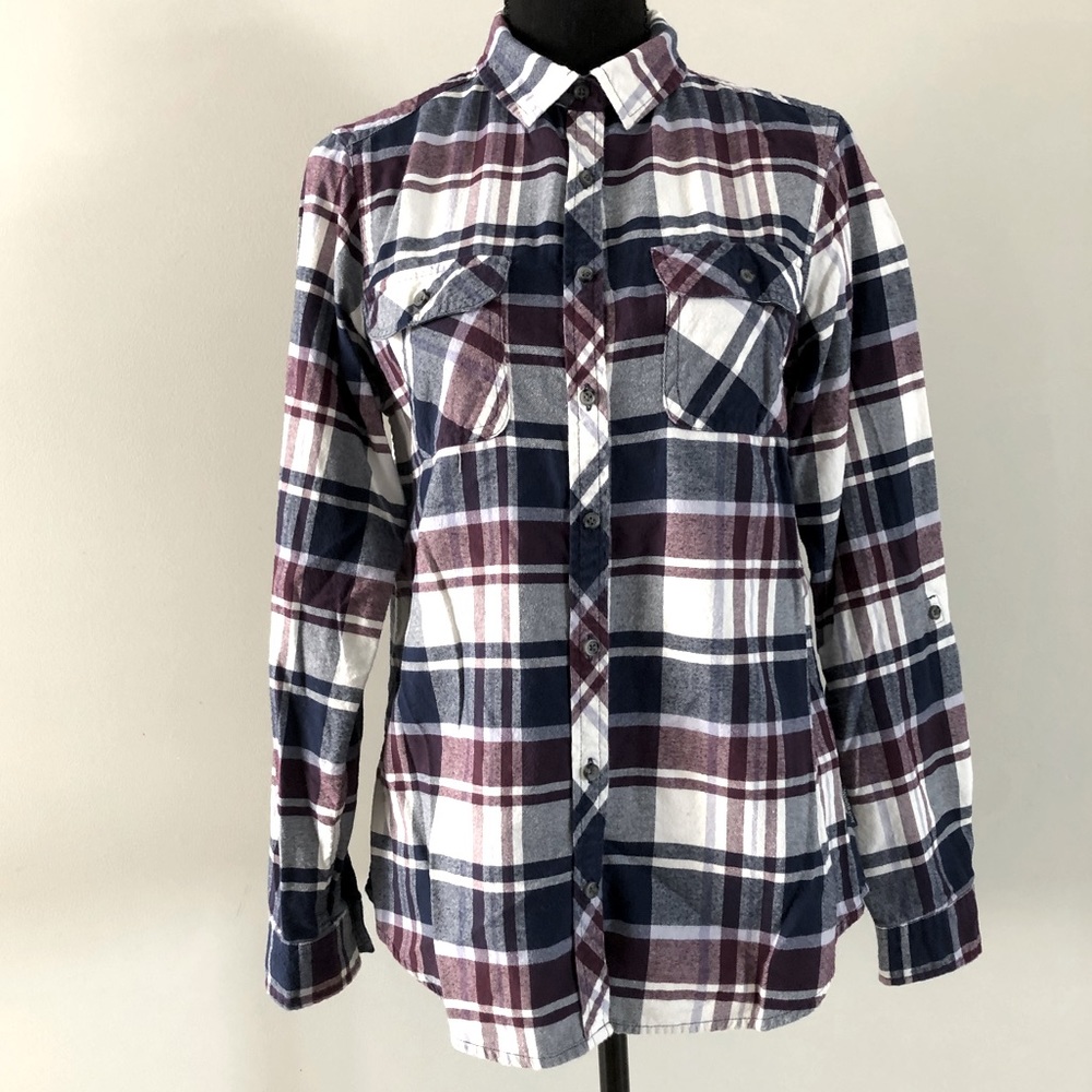 Women’s WindRiver 100% Cotton Long sleeve Button up Flannel shirt size S